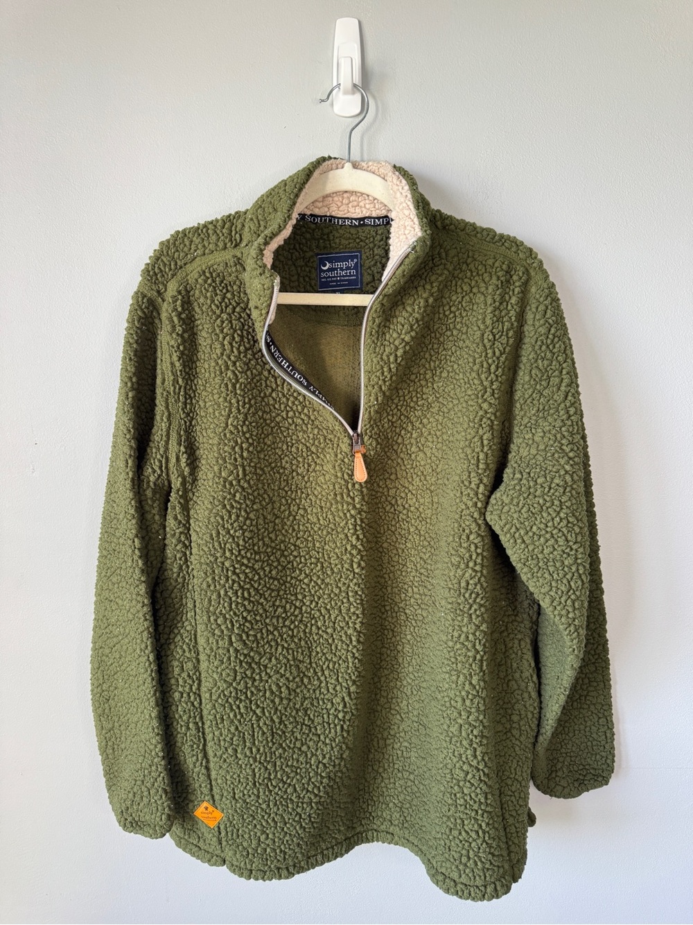 Simply Southern Olive Green Sherpa Half-Zip Pullover